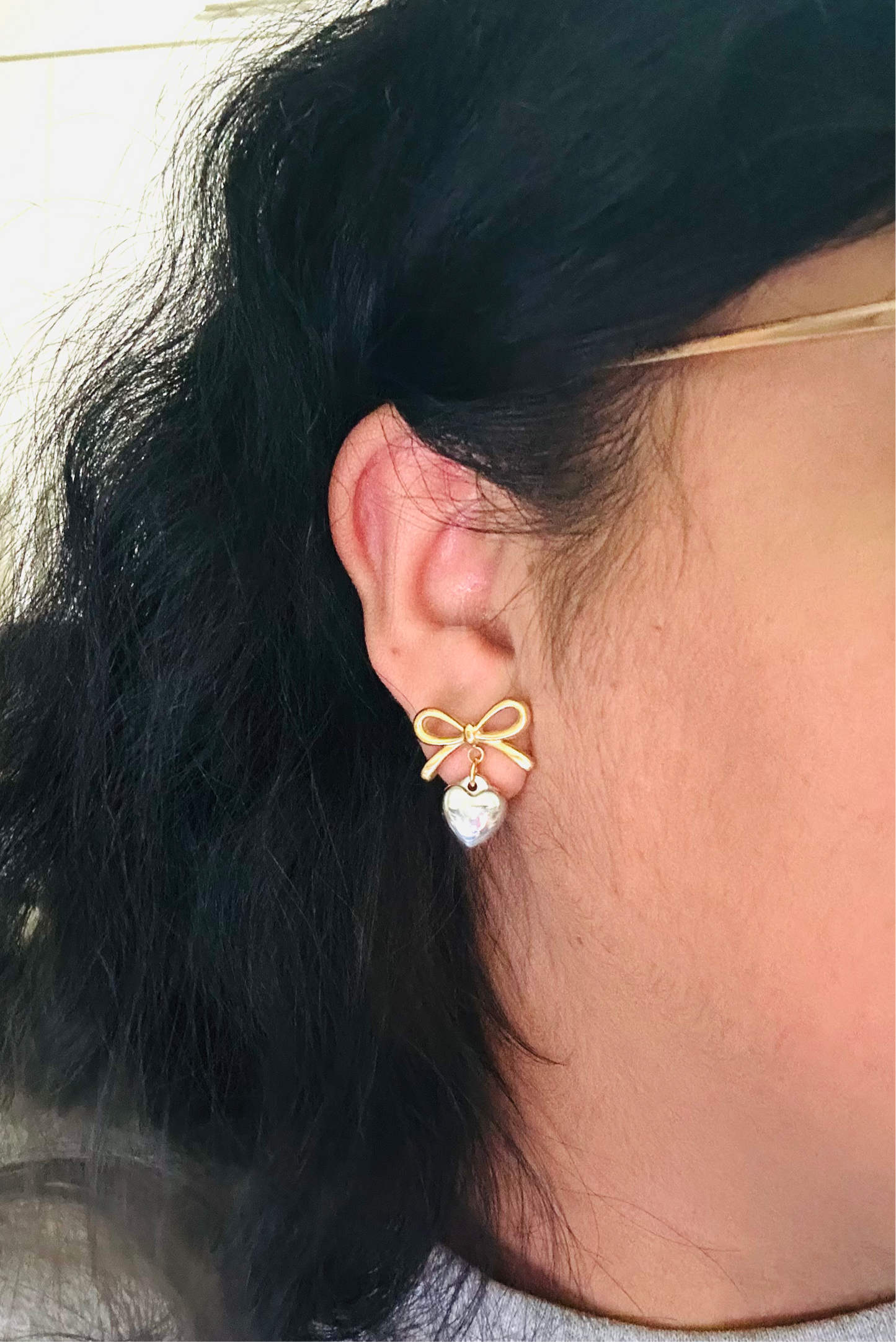 Bow Heart Studs