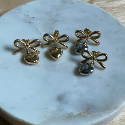 Bow Heart Studs