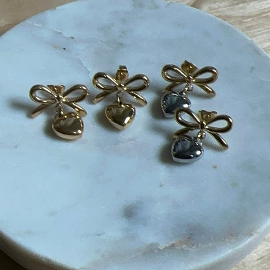 Bow Heart Studs