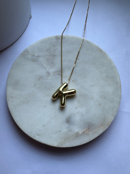 Gold Bubble Letter Necklace
